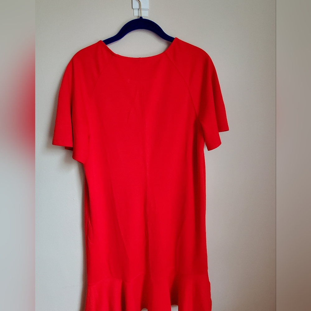 Red dress. Short sleeve. Straight cut. NWT. Medium - Picture 5 of 10